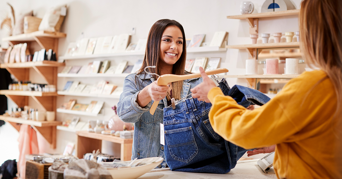 woman shopping at small retailer