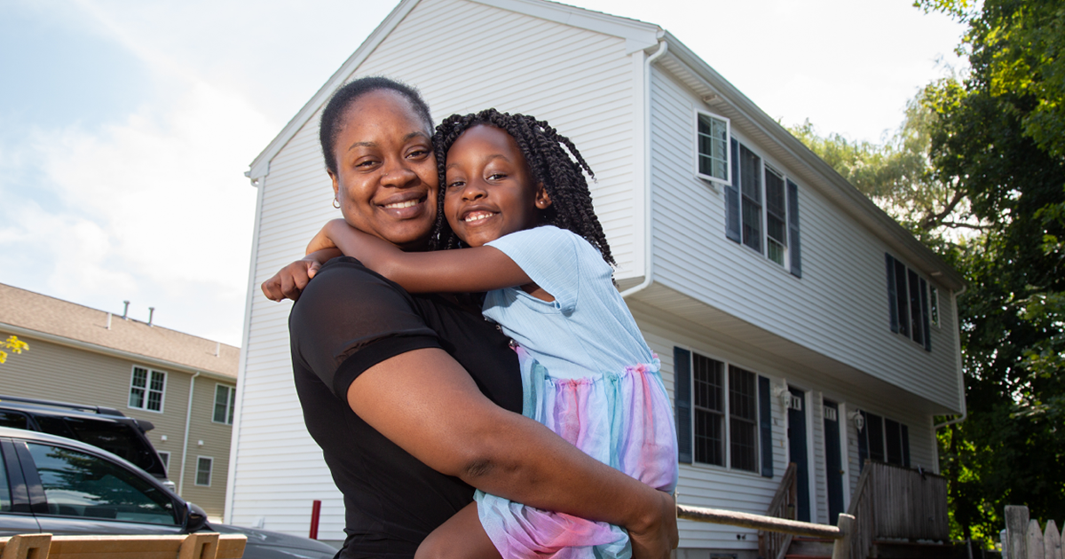 Vanessa Bonheur and her daughter at their new home.